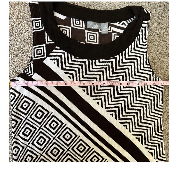 Chico's Traveler's Brown and Cream Geometric Maxi tank dress, size 1 Medium - Picture 4 of 6